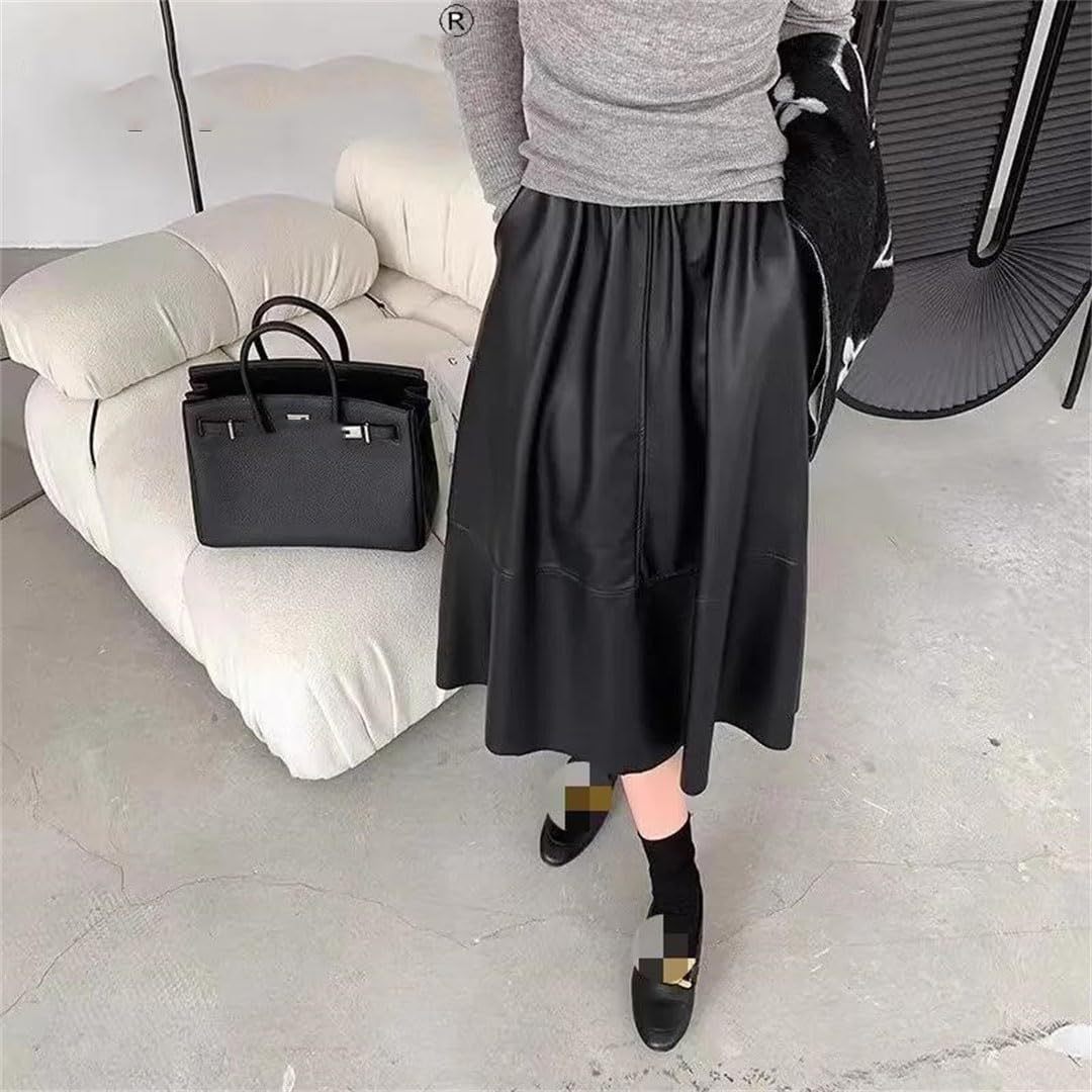 Women's Genuine Leather Long Skirt