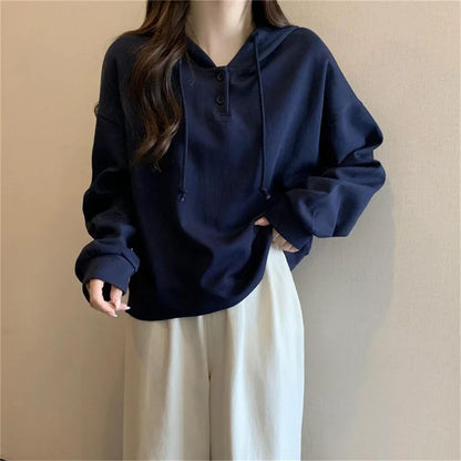 Women's Button Front Hoodie Sweatshirt