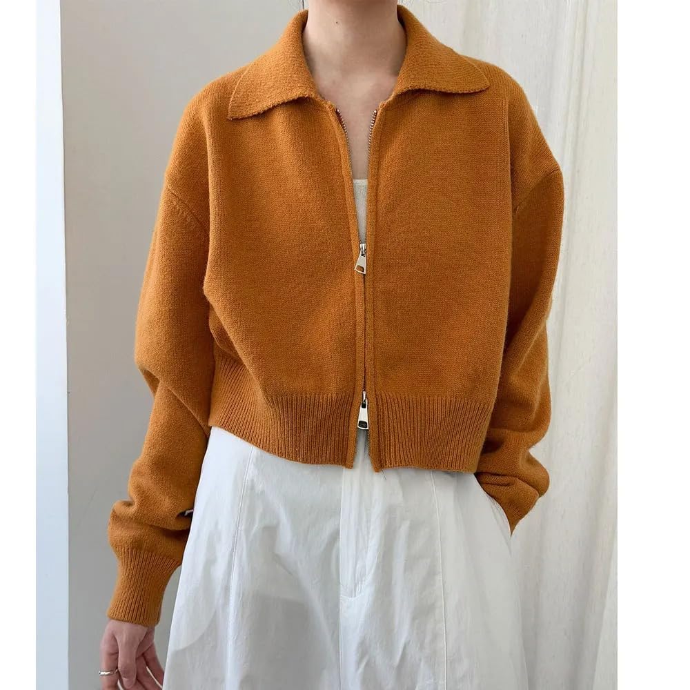 Women's O-Neck Zipper Knit Cardigan