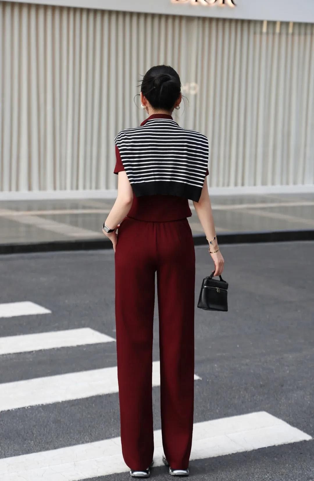 Women's Short Sleeve Top & Wide Leg Pants Set