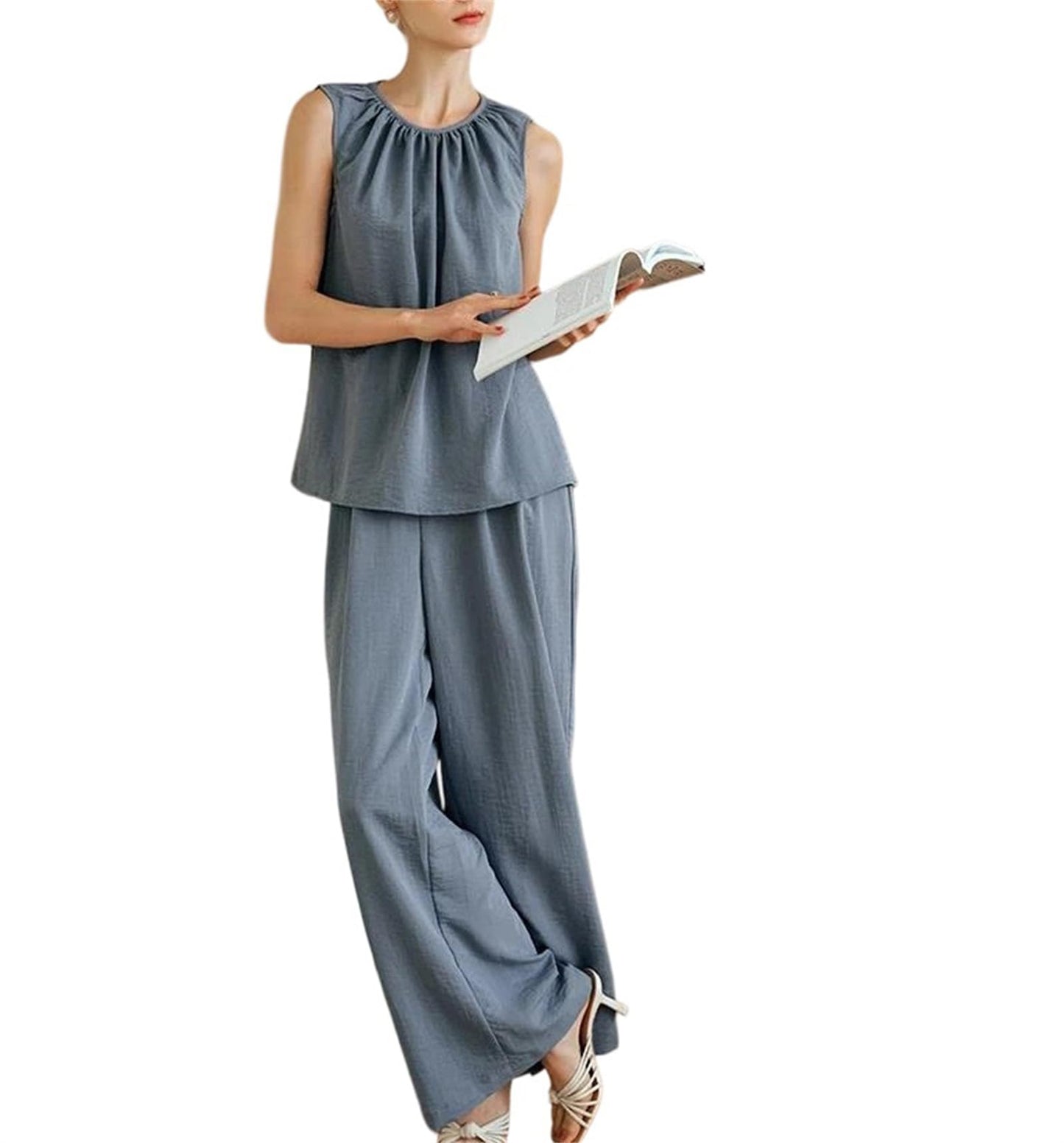 Women's Sleeveless Tank Top & High Waist Pants Set