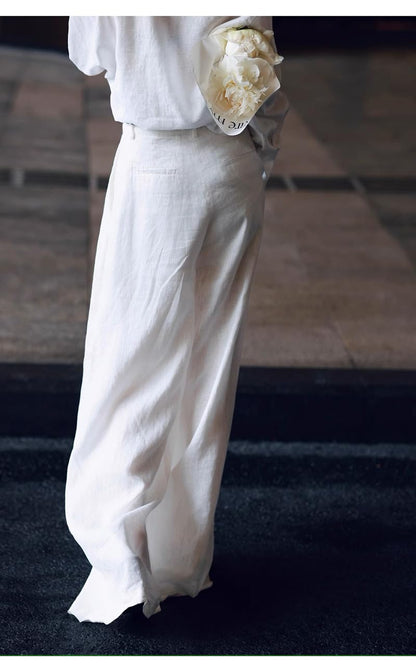 Women's Linen Shirt & Wide Leg Pants Set