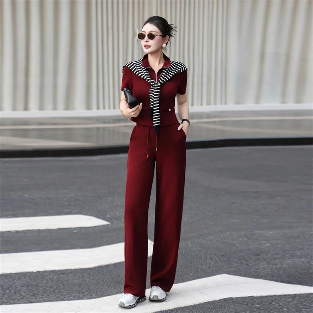 Women's Short Sleeve Top & Wide Leg Pants Set
