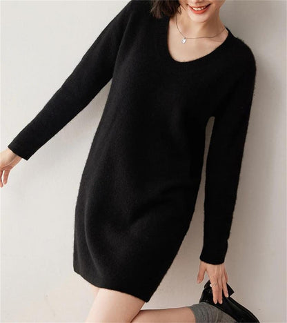 Women's O-Neck Knit Sweater Dress