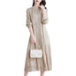 Women's O-Neck Embroidered A-Line Knee-Length Dress