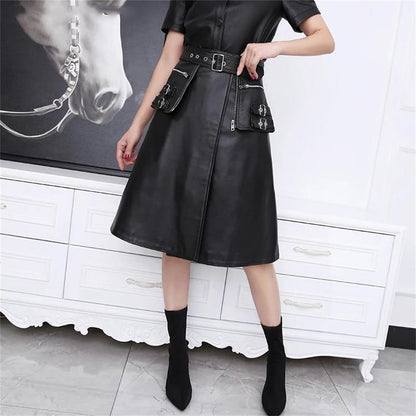 Women's Lambskin A-Line Skirt