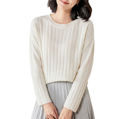 Women's Cashmere O-Neck Striped Sweater