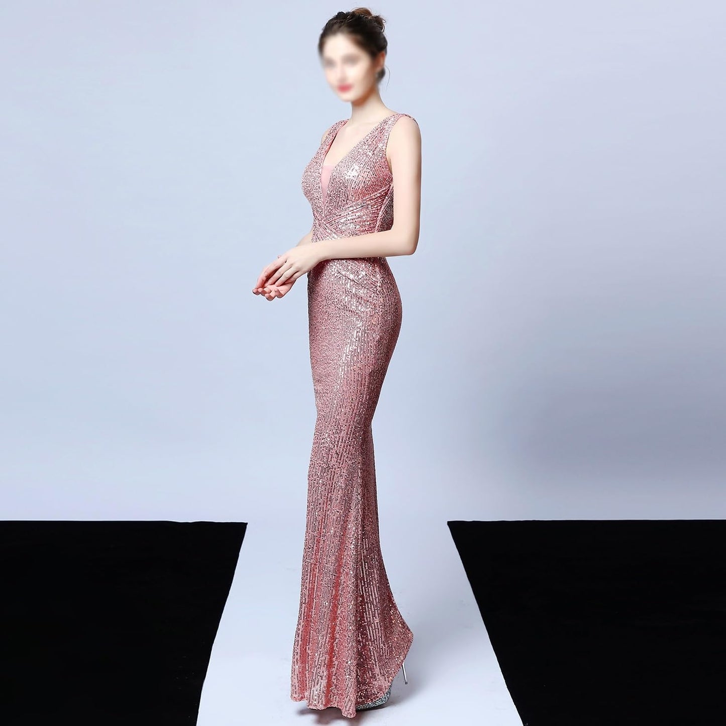 Women's Plus Size Sequined Evening Gown