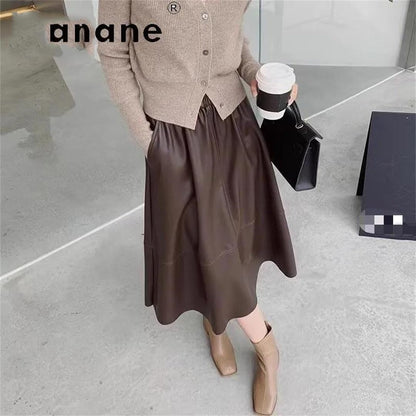 Women's Genuine Leather Long Skirt