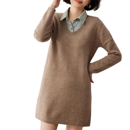 Women's O-Neck Knit Sweater Dress