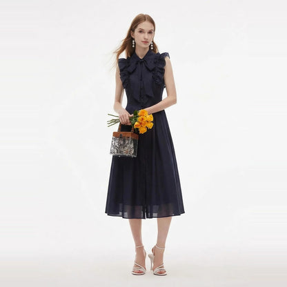 Women's Linen Blend Midi Shirt Dress