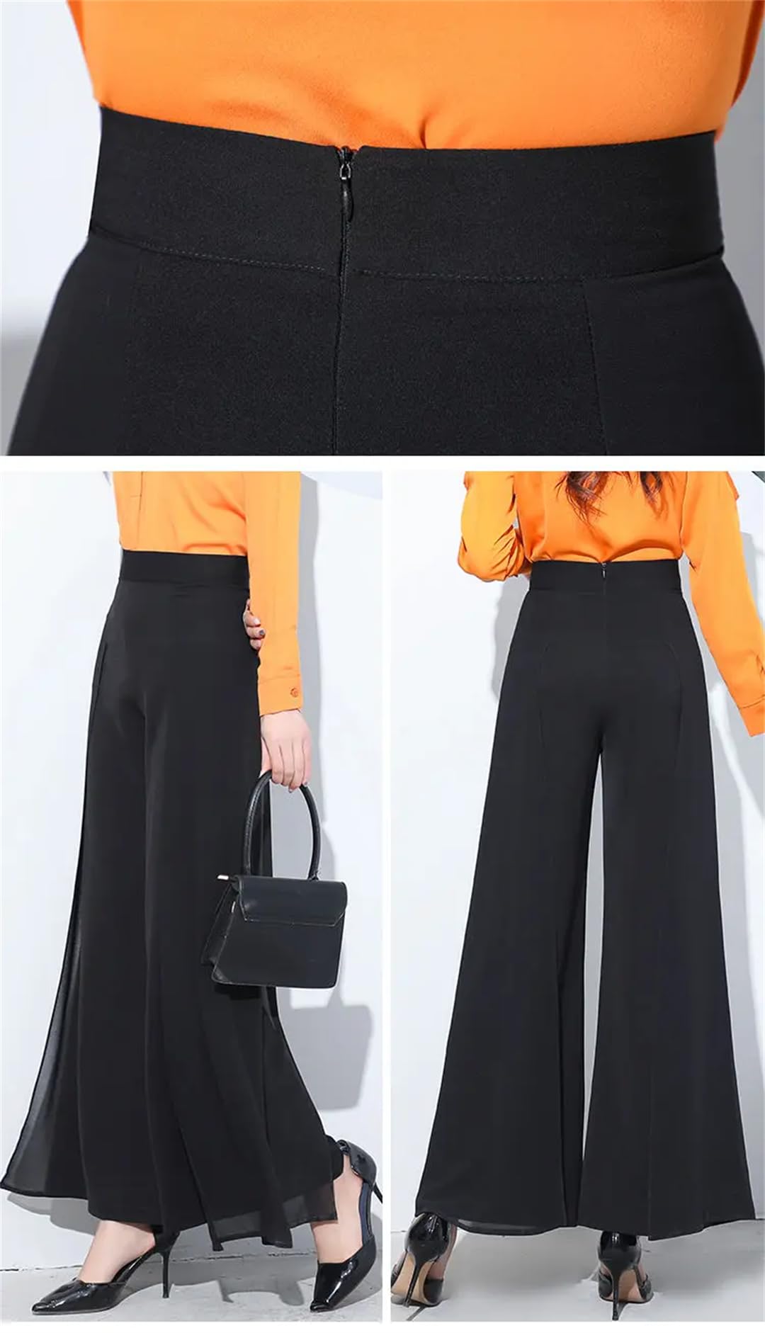 Women's High Waist Wide Leg Chiffon Pants