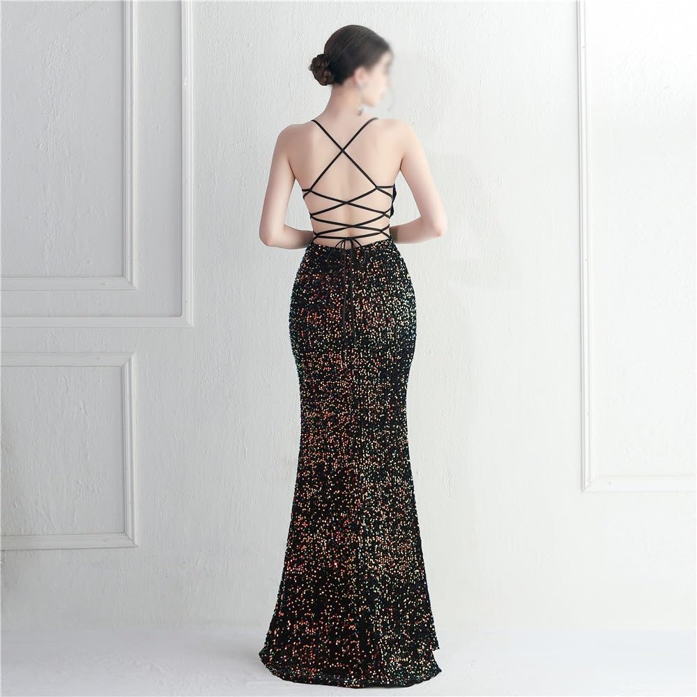 Women's Plus Size Sequined Evening Dress