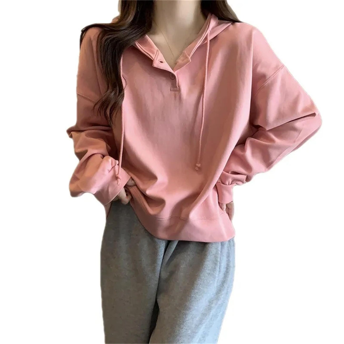 Women's Button Front Hoodie Sweatshirt