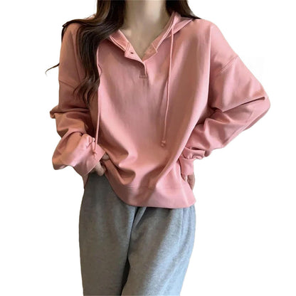 Women's Button Front Hoodie Sweatshirt
