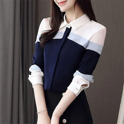 Women's Long Sleeve Polo Neck Blouse