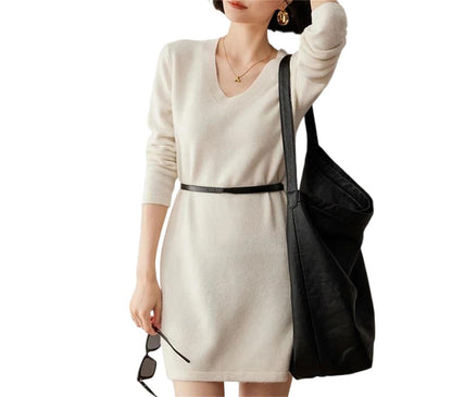 Women's O-Neck Knit Sweater Dress