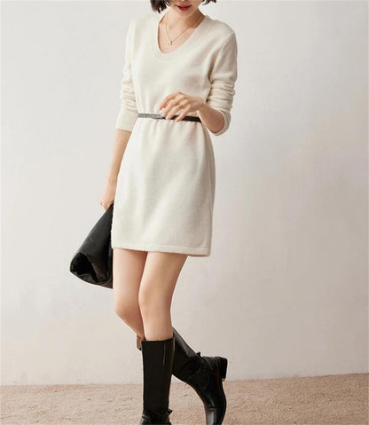 Women's O-Neck Knit Sweater Dress