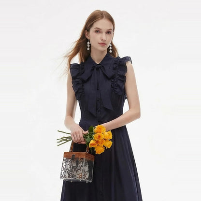 Women's Linen Blend Midi Shirt Dress