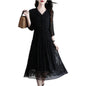 Women's V-Neck Embroidered A-Line Midi Dress