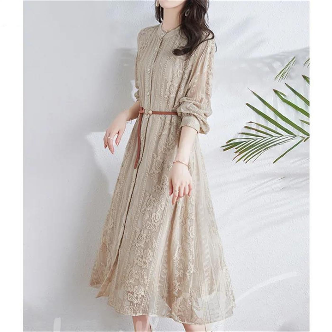 Women's O-Neck Embroidered A-Line Knee-Length Dress