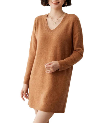 Women's O-Neck Knit Sweater Dress