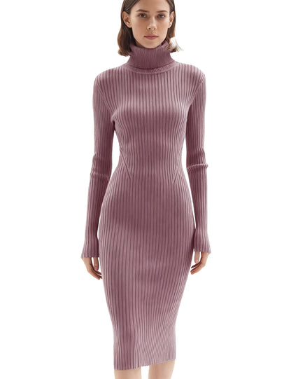 Women's Ribbed Slim Fit Knit Sweater Dress