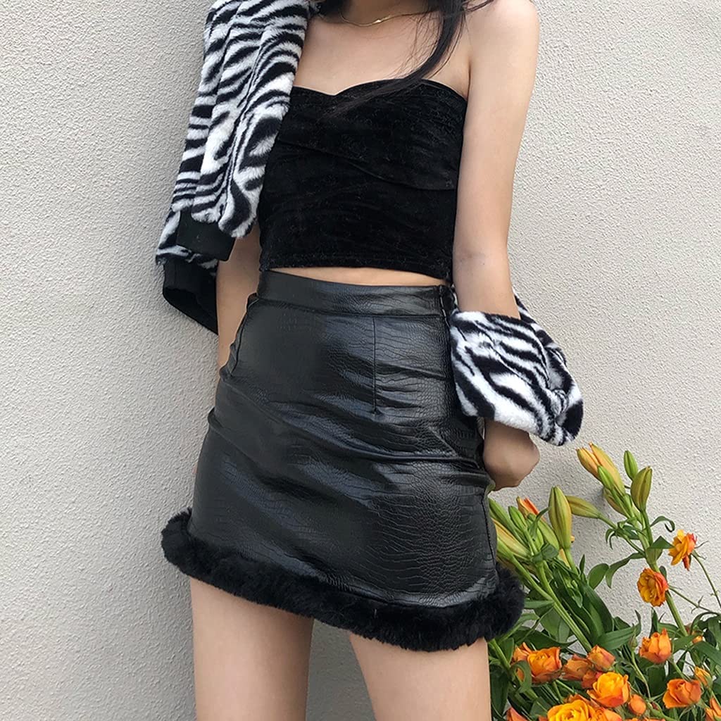 Women's High Waist Vintage Leather Skirt