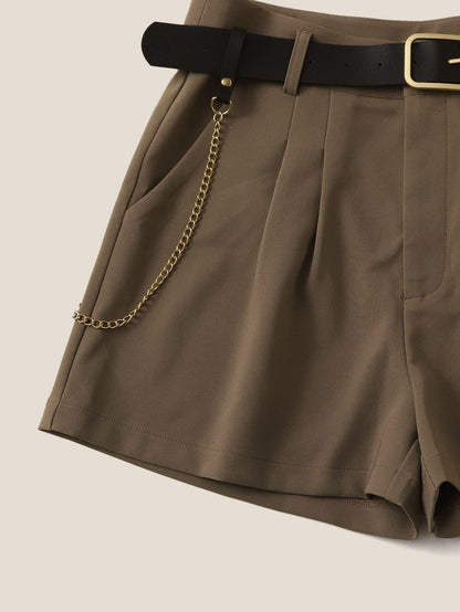 Women's Pleated Belted Shorts