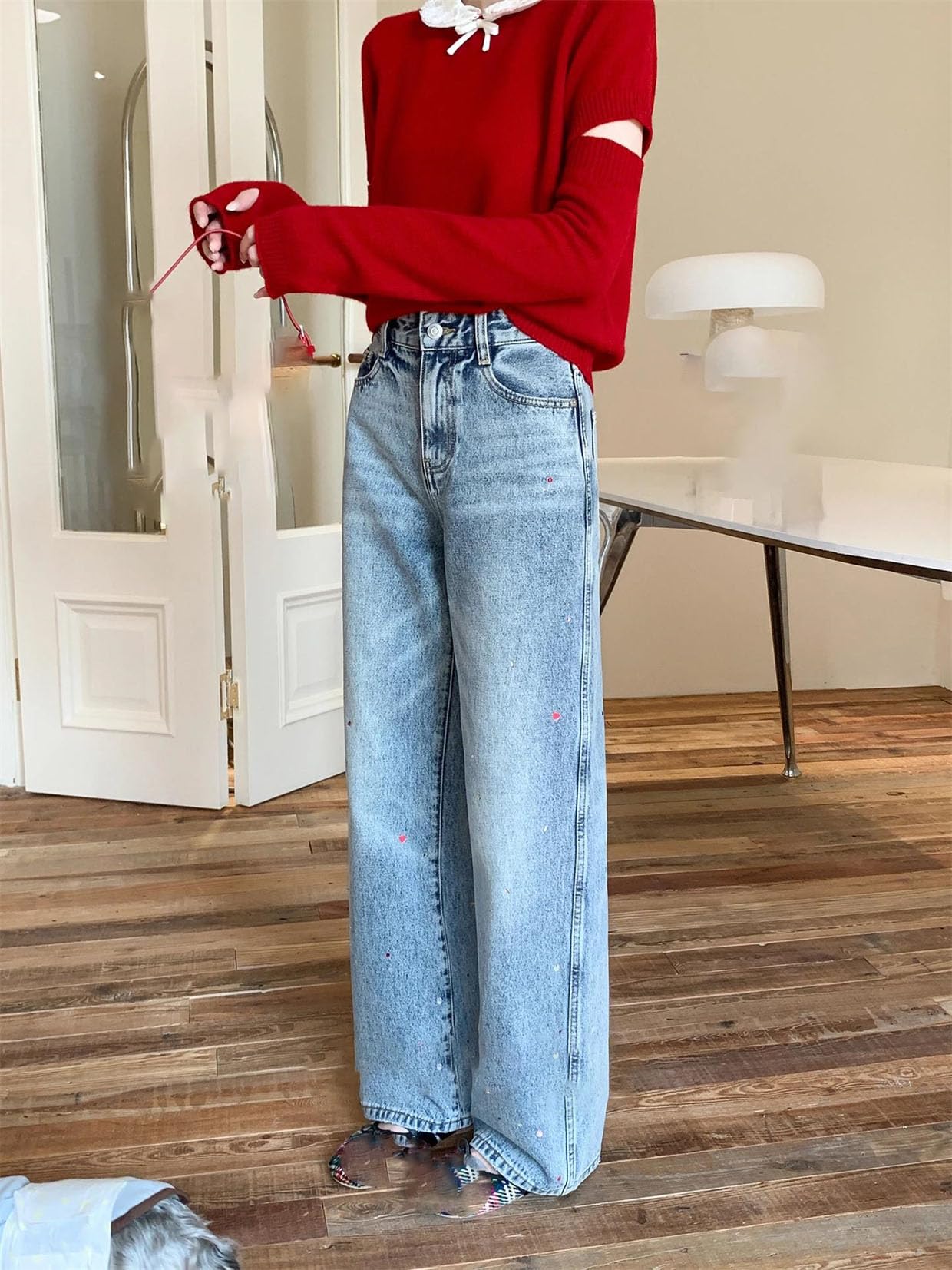 Women's High Waist Straight Leg Jeans