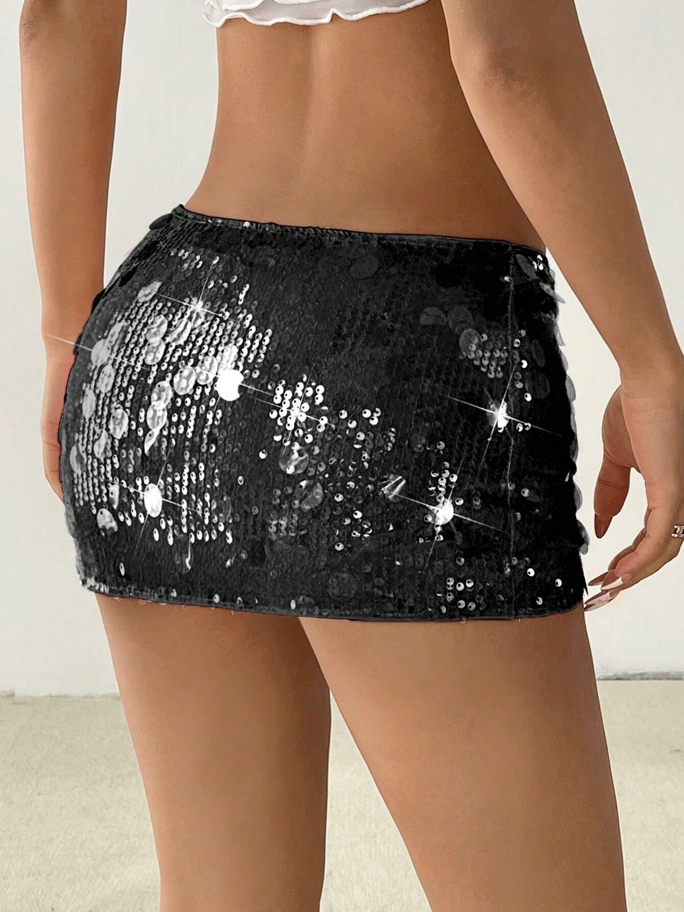 Women's Sequin Low Waist Mini Shorts