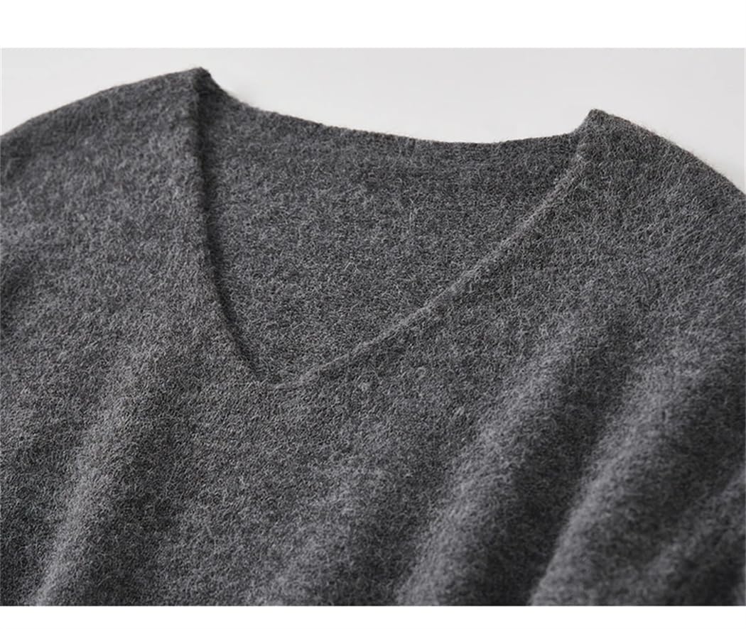 Women's V-Neck Knit Mid-Length Dress