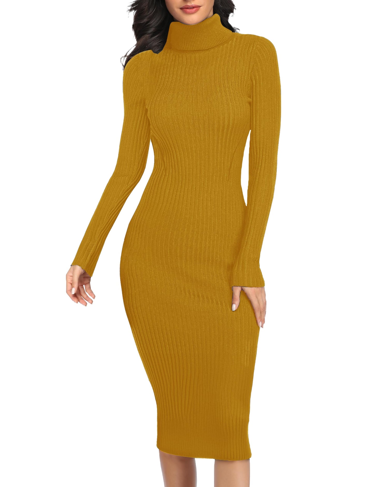 Women's Ribbed Slim Fit Knit Sweater Dress