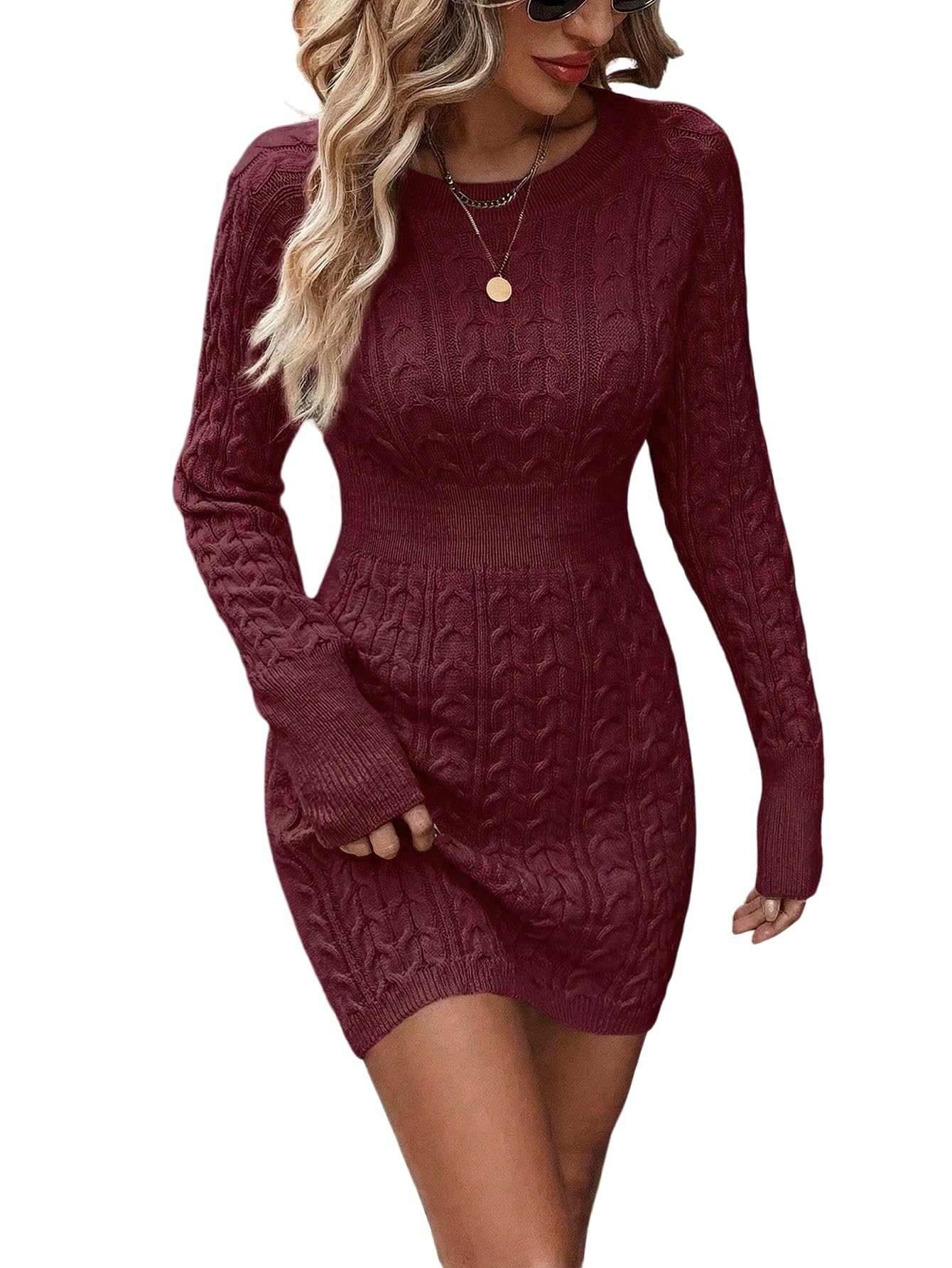 Women's Cable Knit Mini Sweater Dress