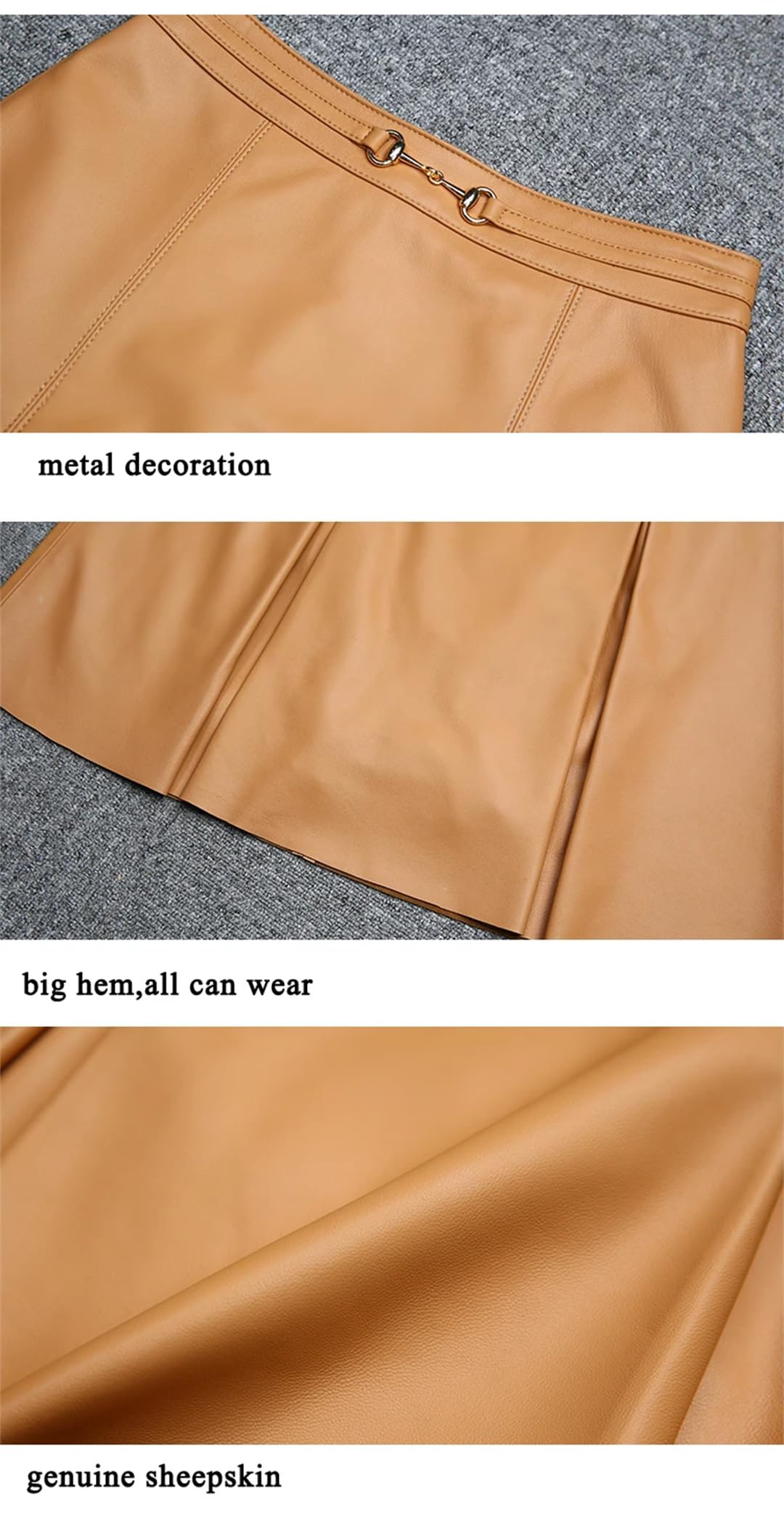 Women's High Waist Leather Pleated Midi Skirt