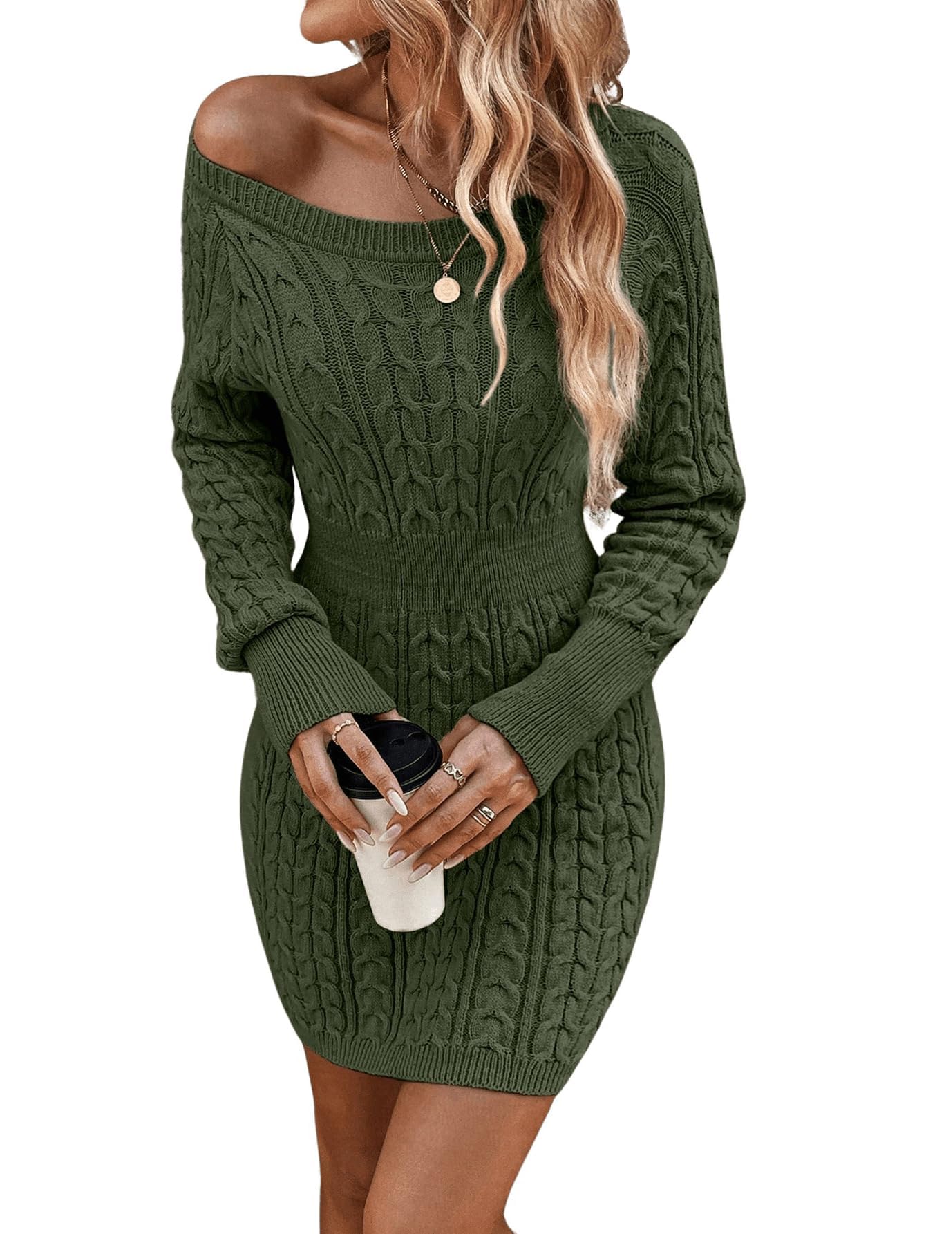 Women's Cable Knit Mini Sweater Dress