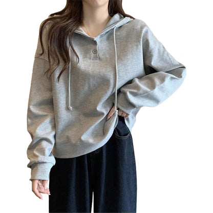 Women's Button Front Hoodie Sweatshirt