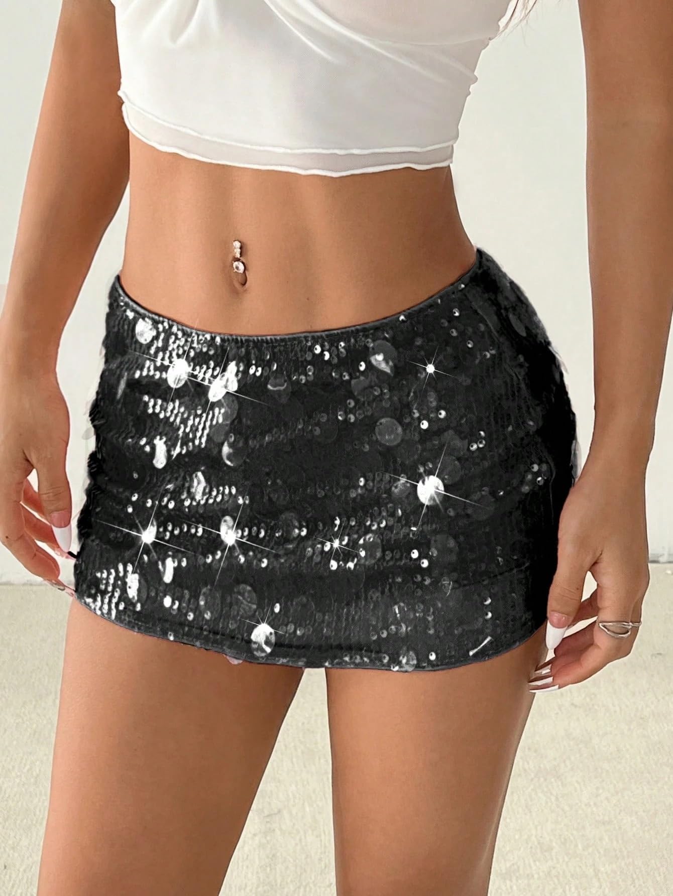 Women's Sequin Low Waist Mini Shorts