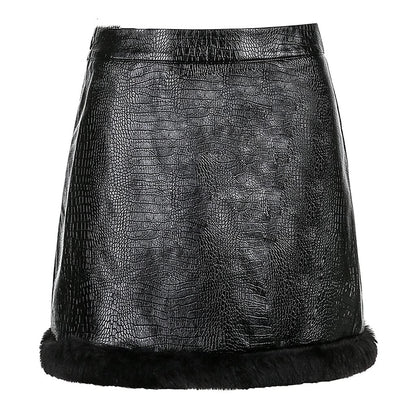 Women's High Waist Vintage Leather Skirt