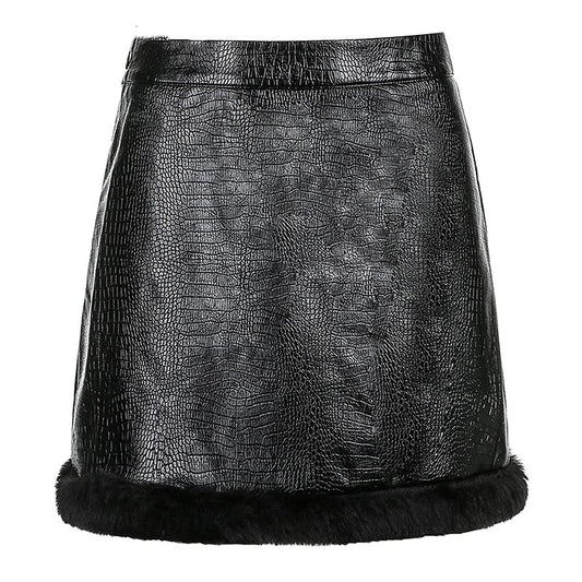 Women's High Waist Vintage Leather Skirt