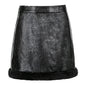 Women's High Waist Vintage Leather Skirt