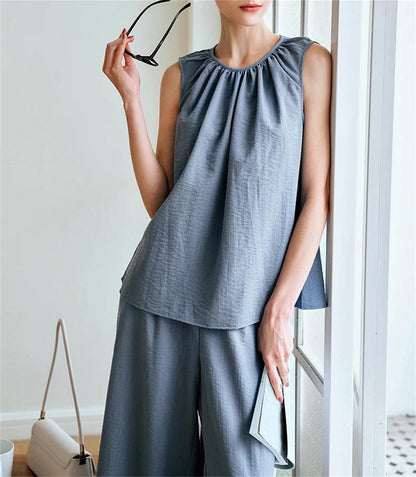 Women's Sleeveless Tank Top & High Waist Pants Set