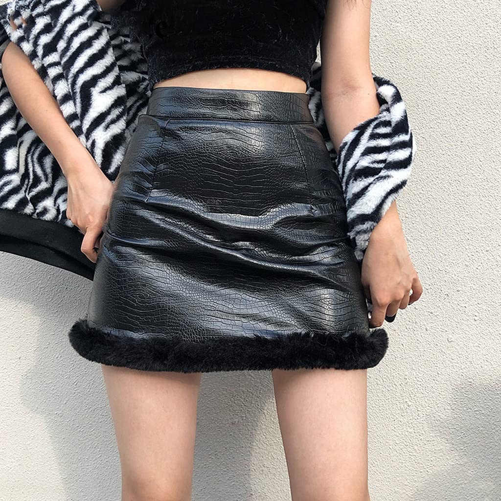 Women's High Waist Vintage Leather Skirt