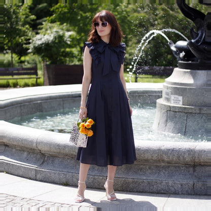Women's Linen Blend Midi Shirt Dress