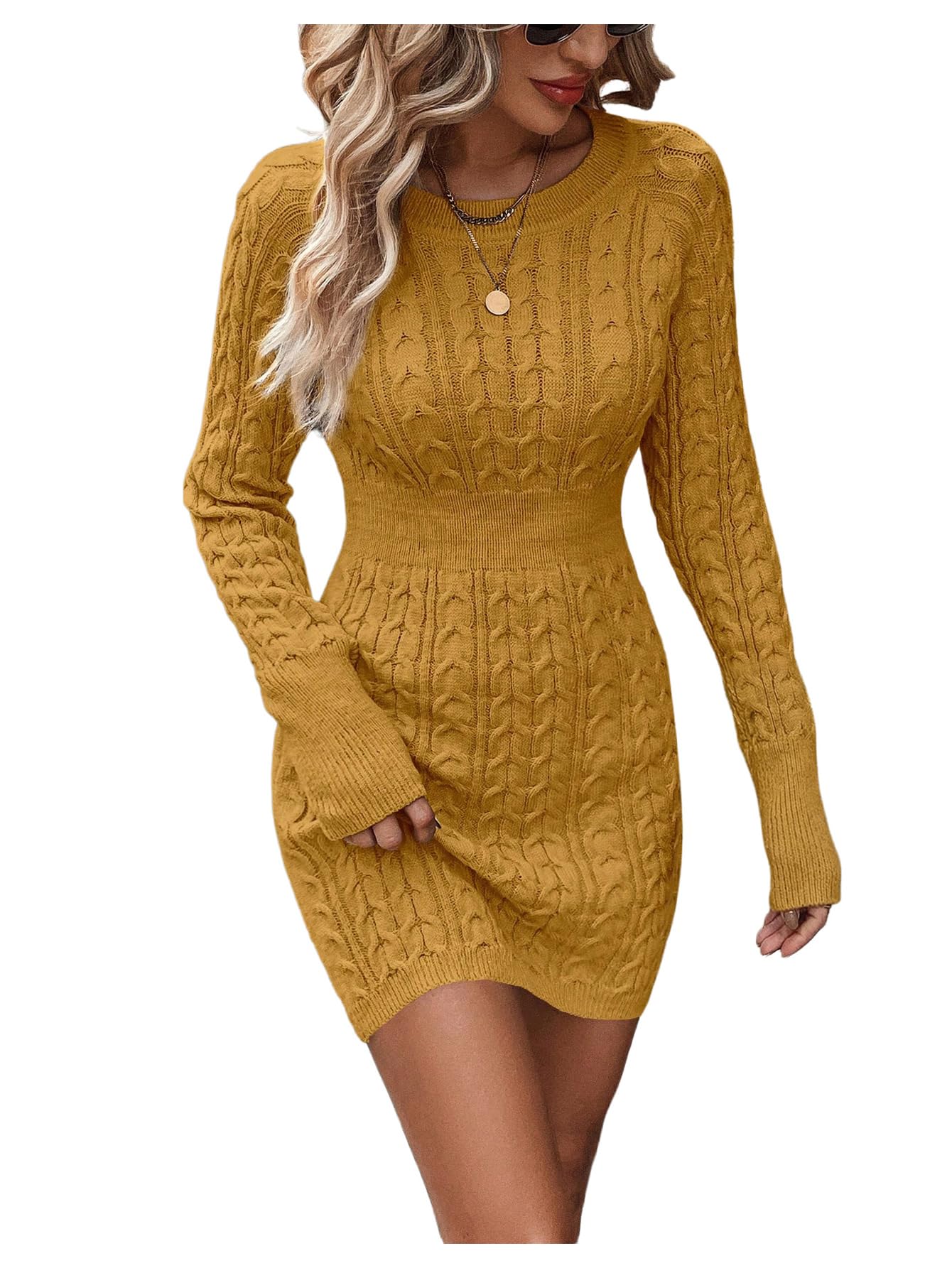 Women's Cable Knit Mini Sweater Dress