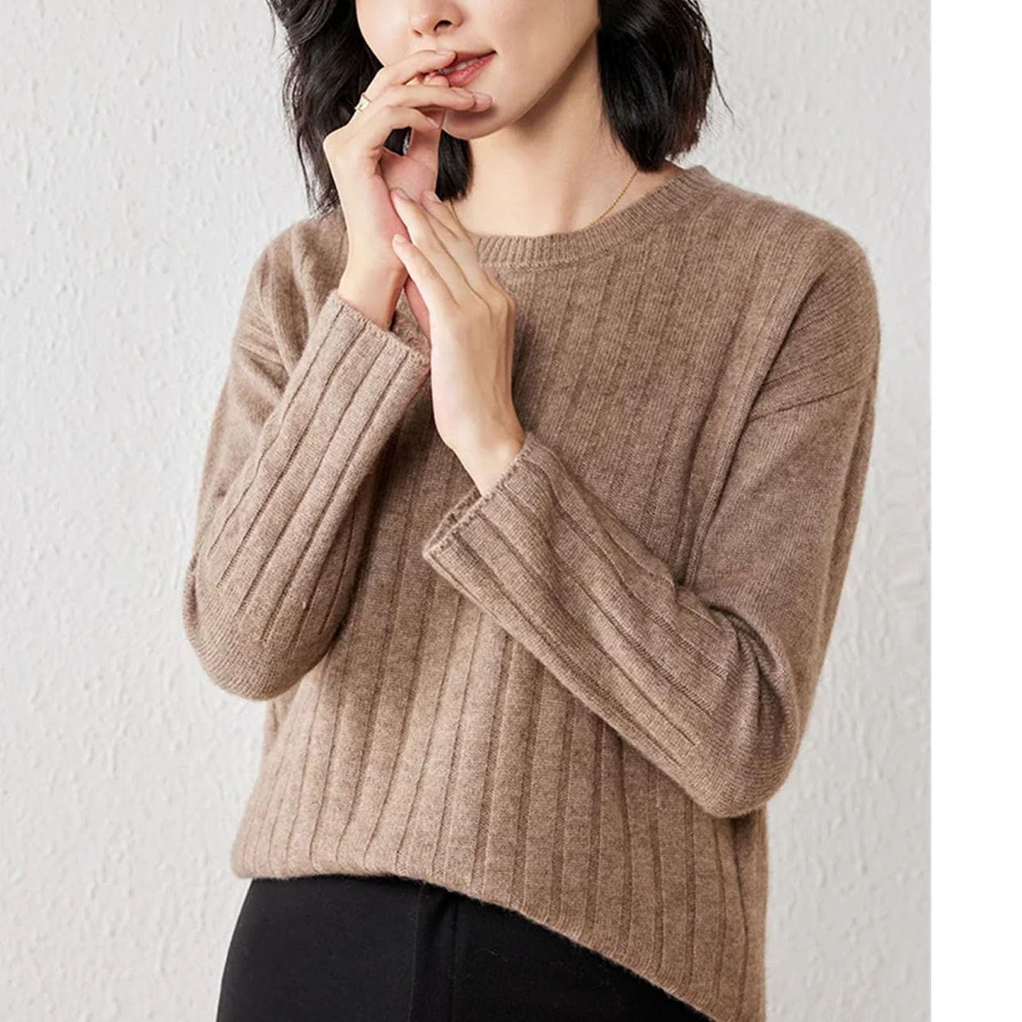 Women's Cashmere O-Neck Striped Sweater