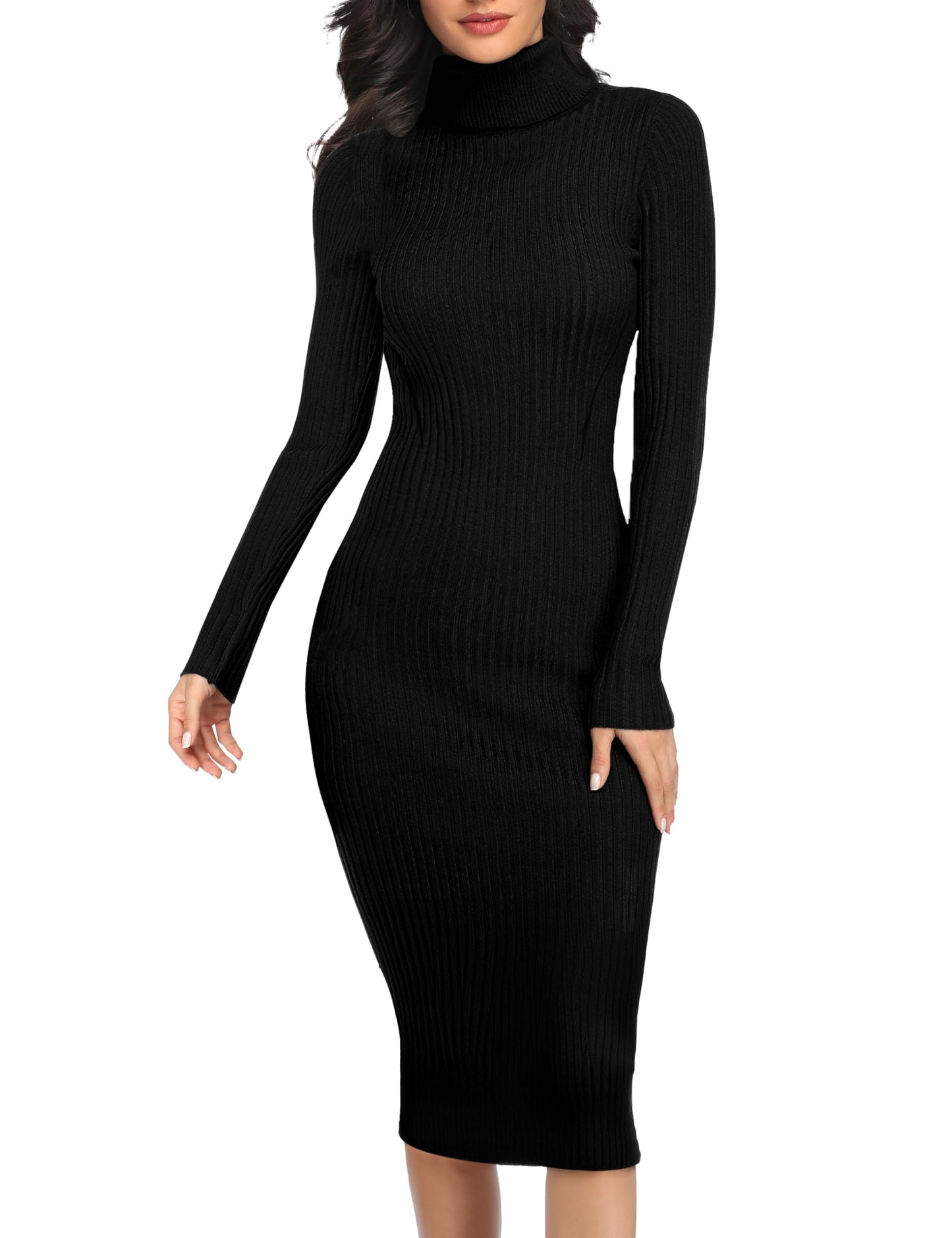 Women's Ribbed Slim Fit Knit Sweater Dress