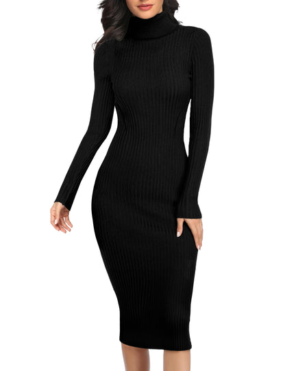 Women's Ribbed Slim Fit Knit Sweater Dress