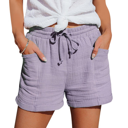 Women's Cotton Linen Drawstring Shorts