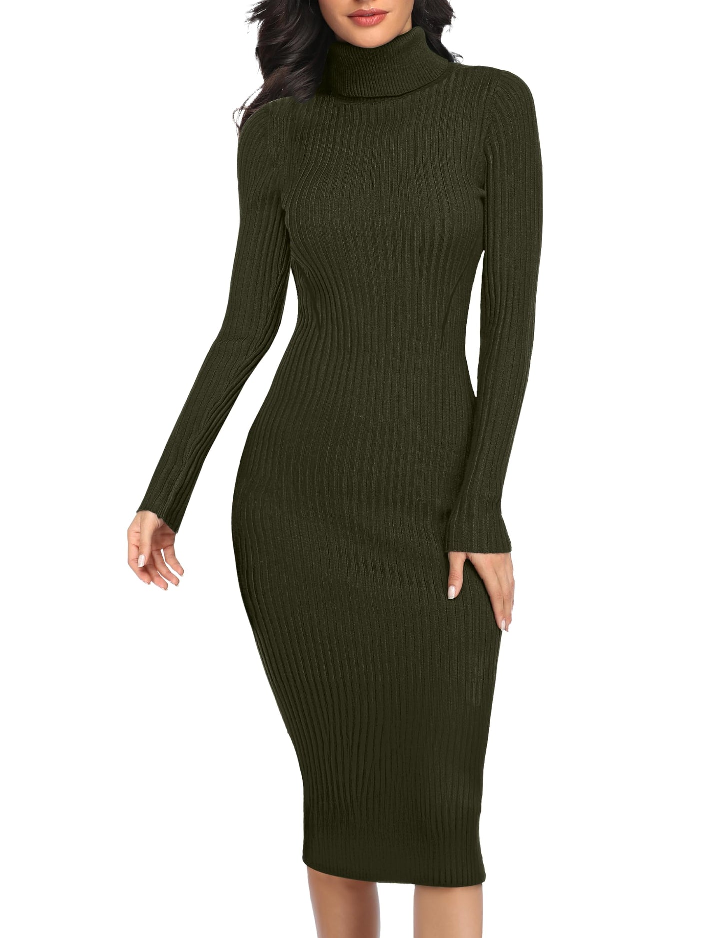 Women's Ribbed Slim Fit Knit Sweater Dress